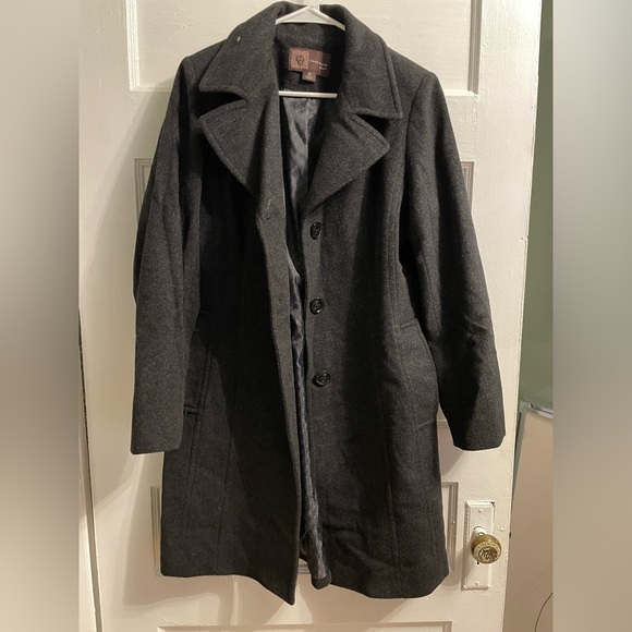 Anne Klein Gray Wool Coat, Size 10 - Picture 1 of 4